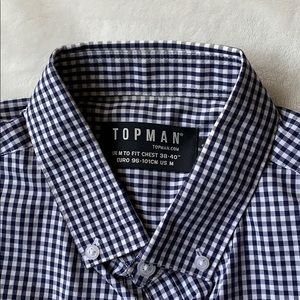 TOPMAN Button Down Dress Shirt checkered blue